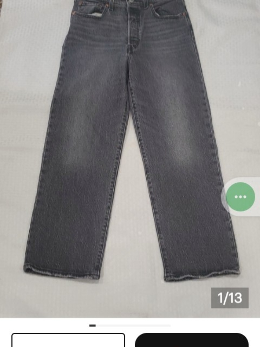 Levi's Ribcage  Washed Black Straight Ankle Crop Jeans